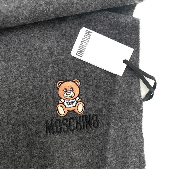 Moschino Teddy Bear Logo Merino Wool Scarf - Picture 3 of 5